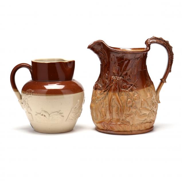 two-english-salt-glazed-pitchers