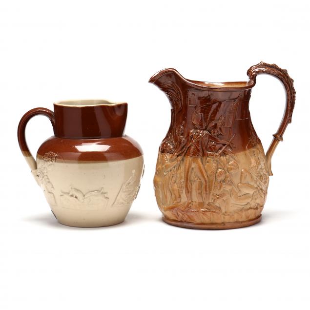 two-english-salt-glazed-pitchers