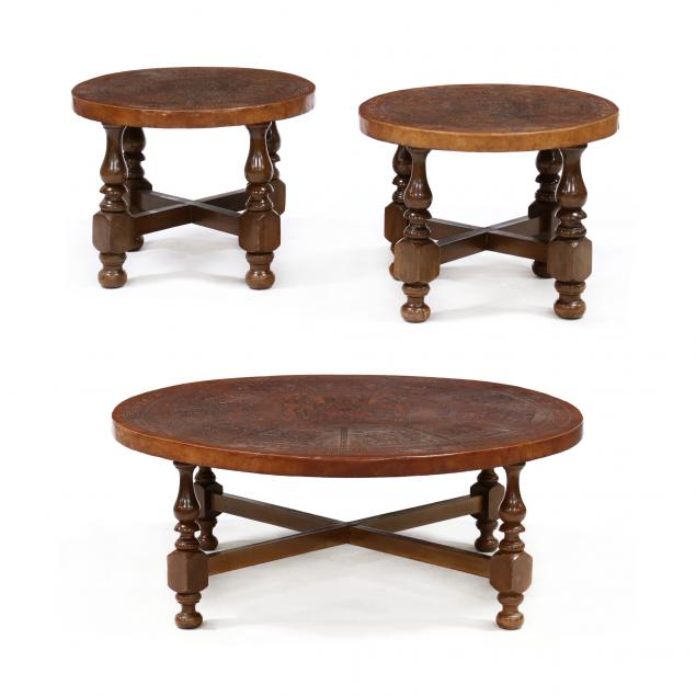 angel-pazmino-ecuador-20th-century-three-embossed-leather-tables