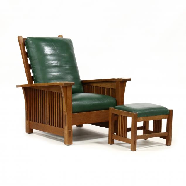 stickley-mission-style-cherry-morris-chair-and-footstool