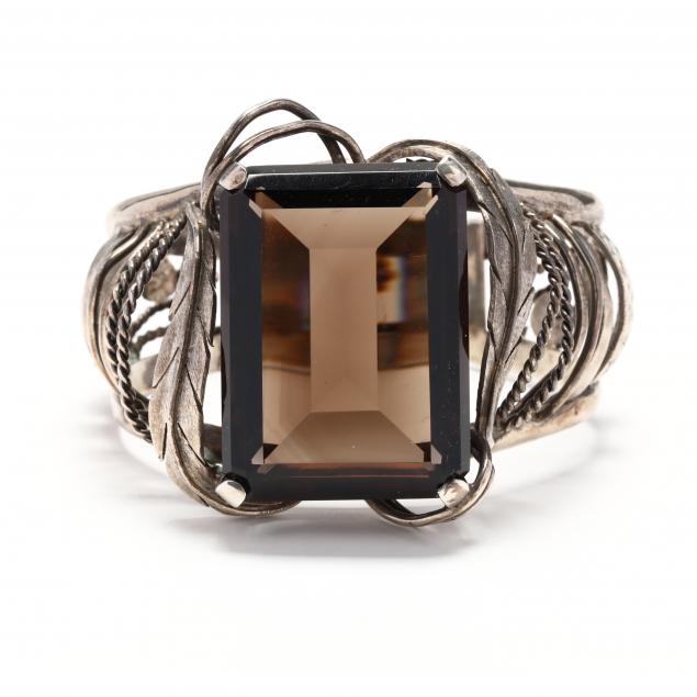 sterling-silver-and-smoky-quartz-cuff-bracelet