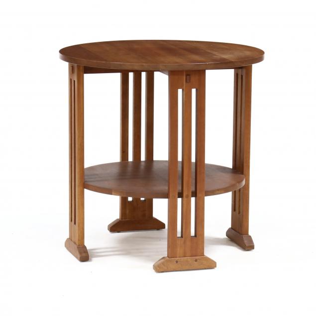 stickley-mission-style-cherry-round-side-table