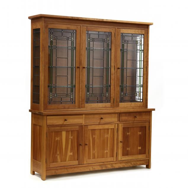 stickley-mission-style-cherry-and-leaded-glass-china-cabinet