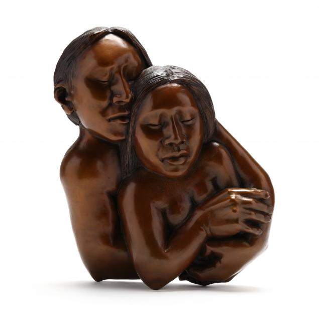 roxanne-swentzell-santa-clara-b-1962-bronze-relief-sculpture-of-an-embracing-couple