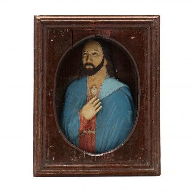 framed-santo-polychrome-relief-bust-of-christ-with-the-sacred-heart