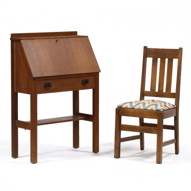 gustav-stickley-mission-oak-desk-and-chair