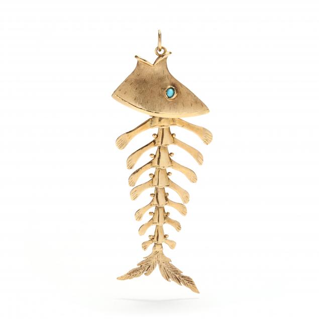gold-and-gem-set-articulated-fish-skeleton-pendant