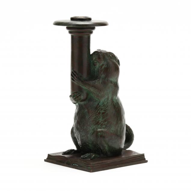 tiffany-studios-rowfant-club-bronze-groundhog-candlestick