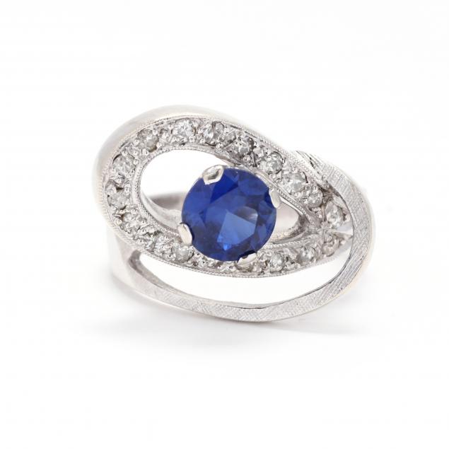 white-gold-diamond-and-synthetic-sapphire-ring
