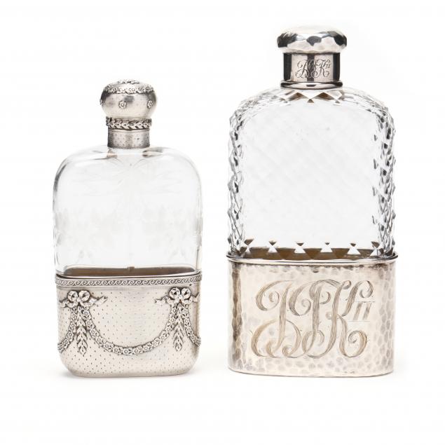 two-sterling-silver-and-cut-glass-flasks-including-tiffany-co