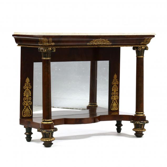 american-classical-stenciled-marble-top-pier-table