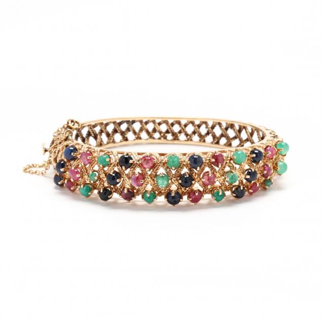 gold-and-gem-set-bangle-bracelet