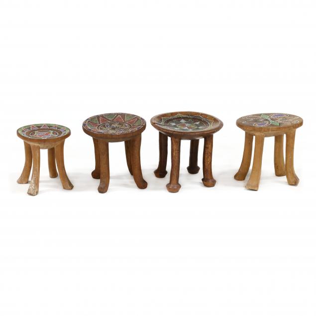 four-african-kamba-beaded-diminutive-stools
