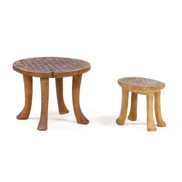 two-african-kamba-checkerboard-beaded-stools