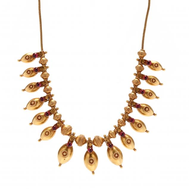 estruscan-style-gold-and-gem-set-fringe-necklace