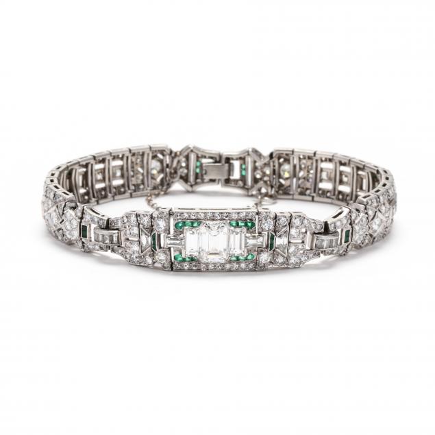 art-deco-platinum-emerald-and-diamond-bracelet