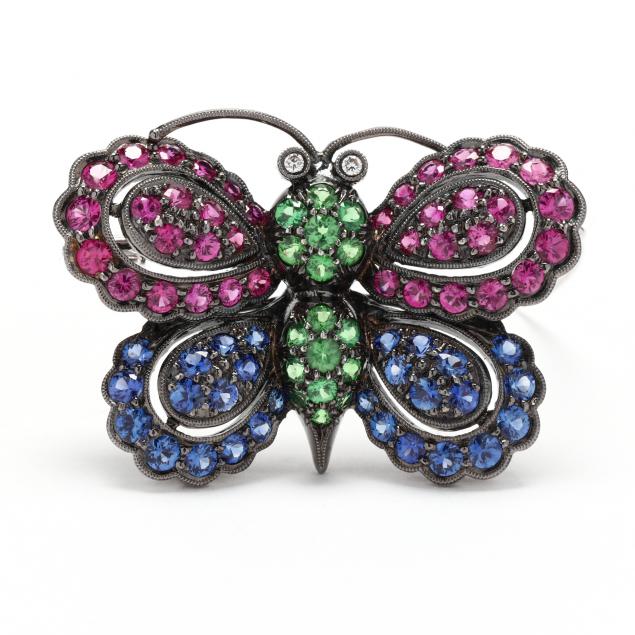 blackened-gold-and-gem-set-butterfly-brooch