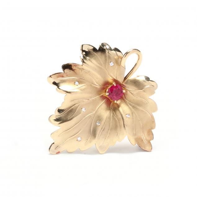 gold-and-gem-set-leaf-brooch-bickson