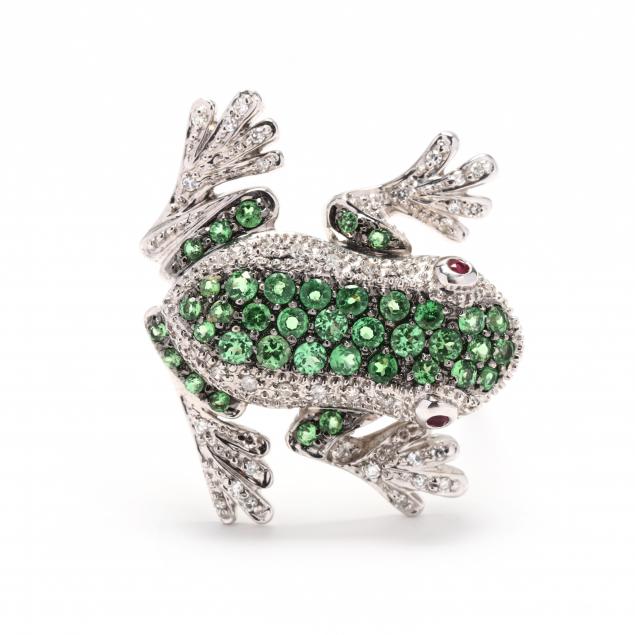 white-gold-and-gem-set-whimsical-frog-brooch