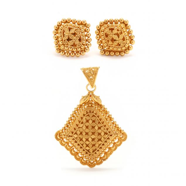high-karat-gold-pendant-and-earrings