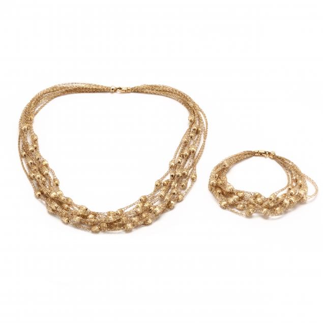 multi-strand-gold-bead-necklace-and-bracelet