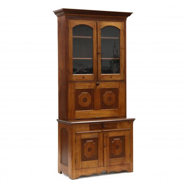 southern-walnut-inlaid-secretary-bookcase