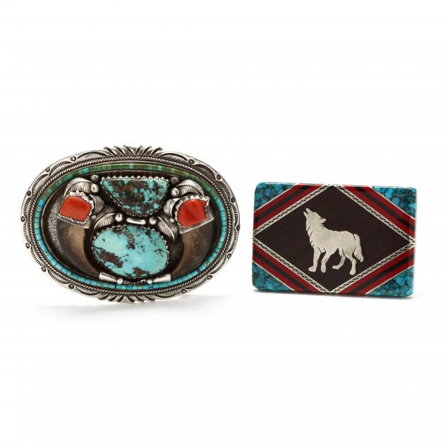 two-silver-southwestern-belt-buckles