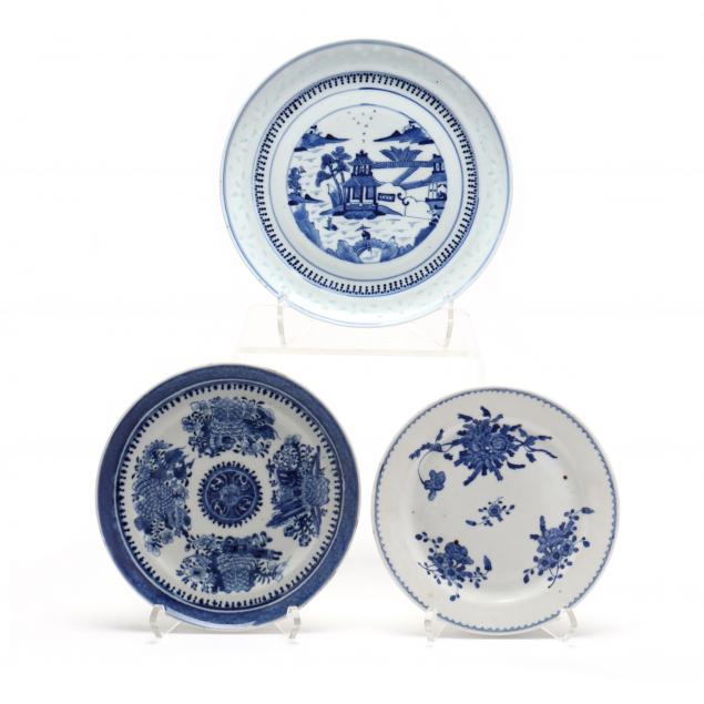three-chinese-blue-and-white-porcelain-plates