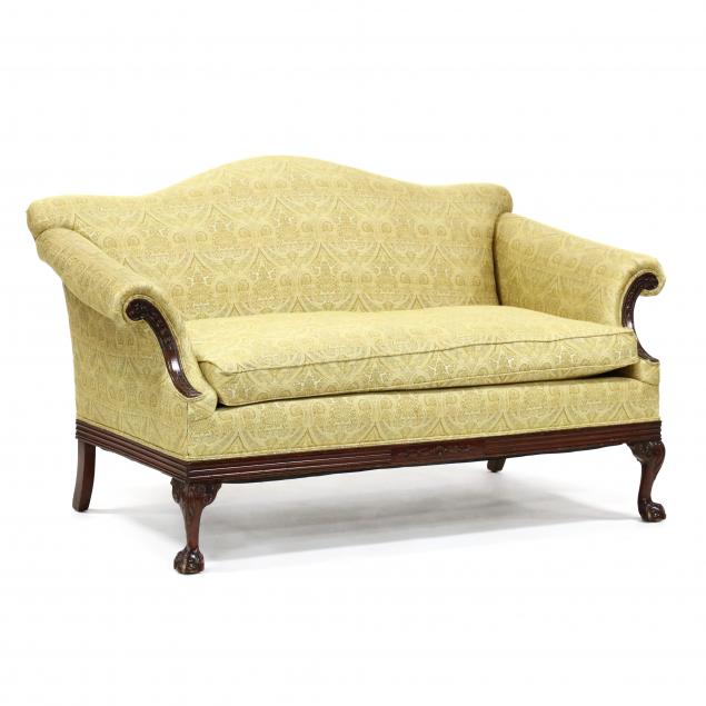 chippendale-style-upholstered-mahogany-settee