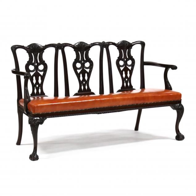 chippendale-style-carved-mahogany-triple-back-settee