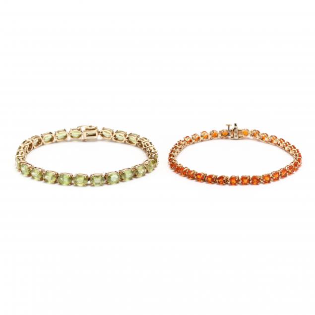 two-gold-and-gem-set-bracelets