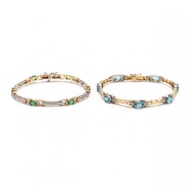 two-gold-gem-set-bracelets