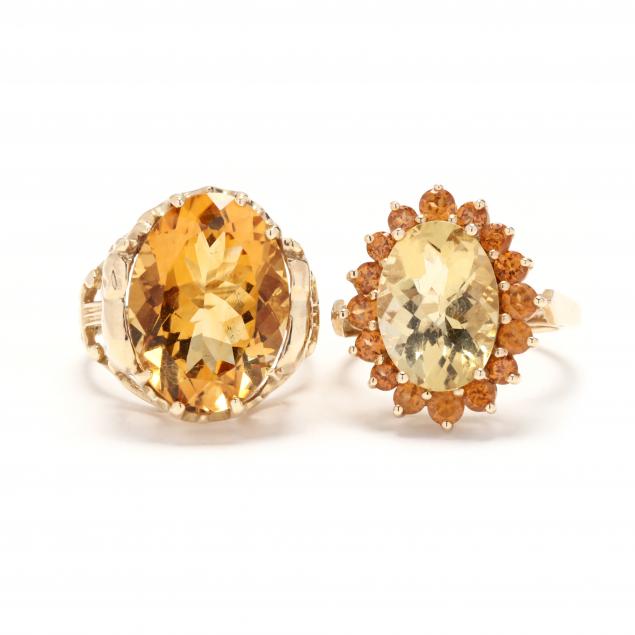 two-gold-and-citrine-rings
