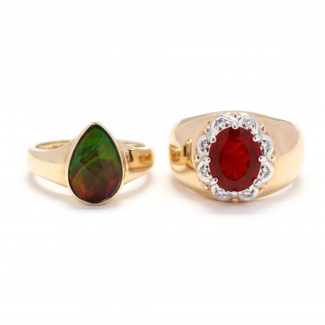 two-gold-and-gem-set-rings