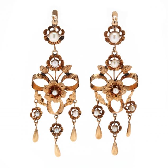 victorian-gold-and-pearl-chandelier-earrings