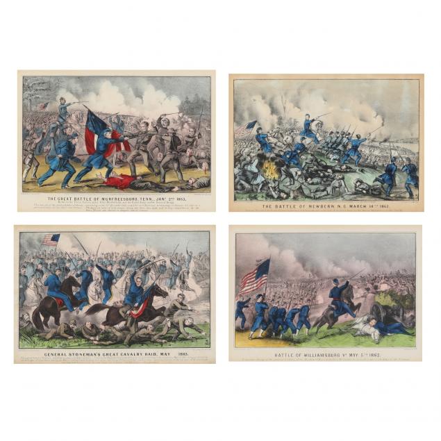 four-currier-and-ives-civil-war-battle-scene-prints