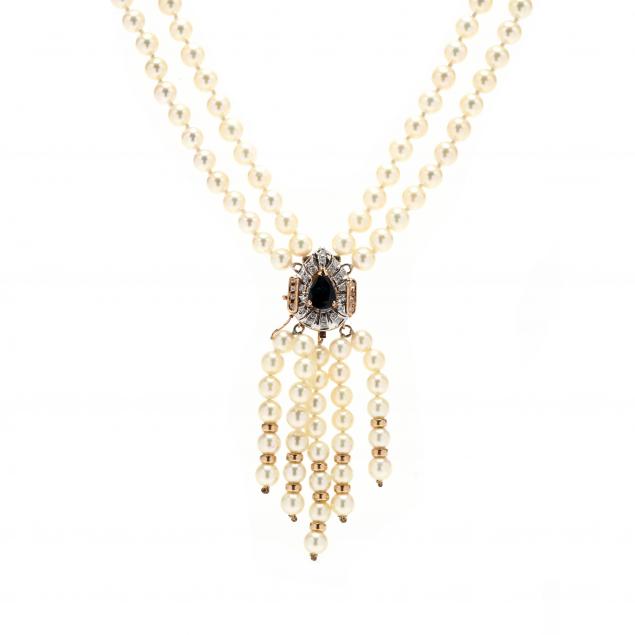 gold-and-gem-set-double-strand-pearl-necklace