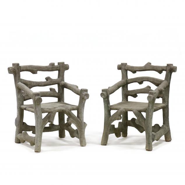 pair-of-faux-bois-cast-stone-garden-chairs