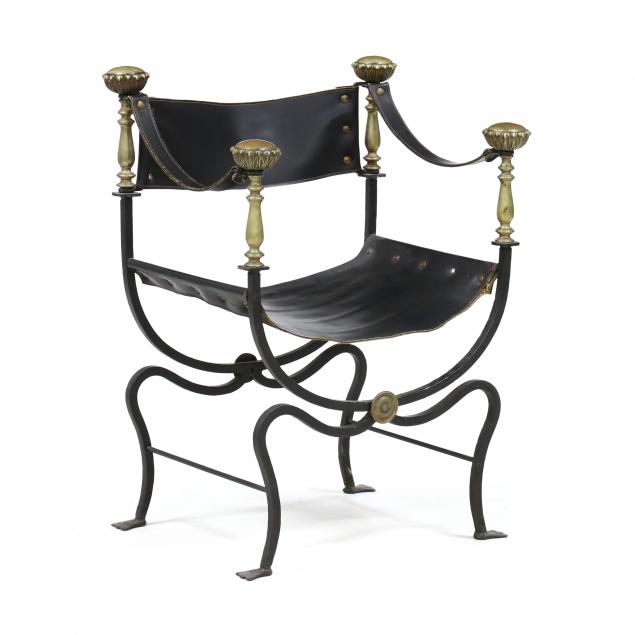 italian-iron-and-leather-savonarola-chair