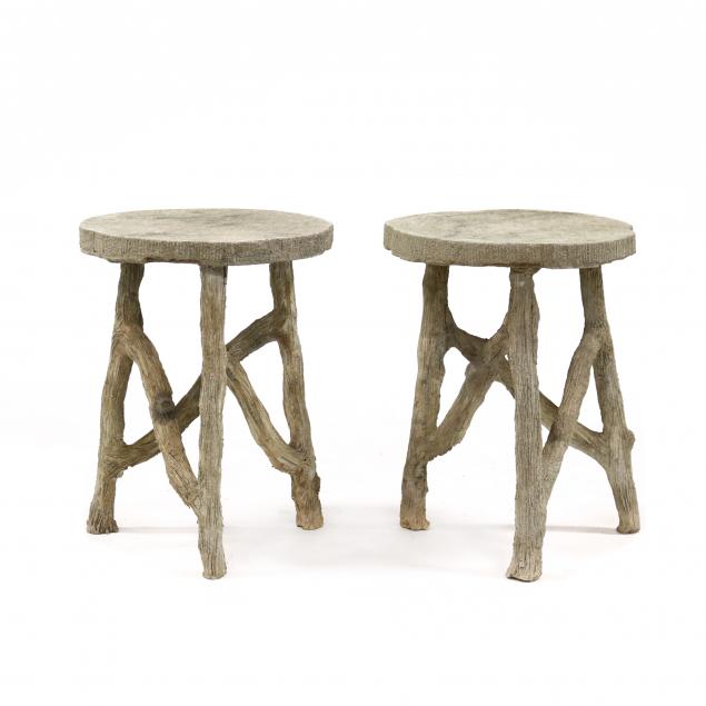 pair-of-cast-stone-faux-bois-round-side-tables