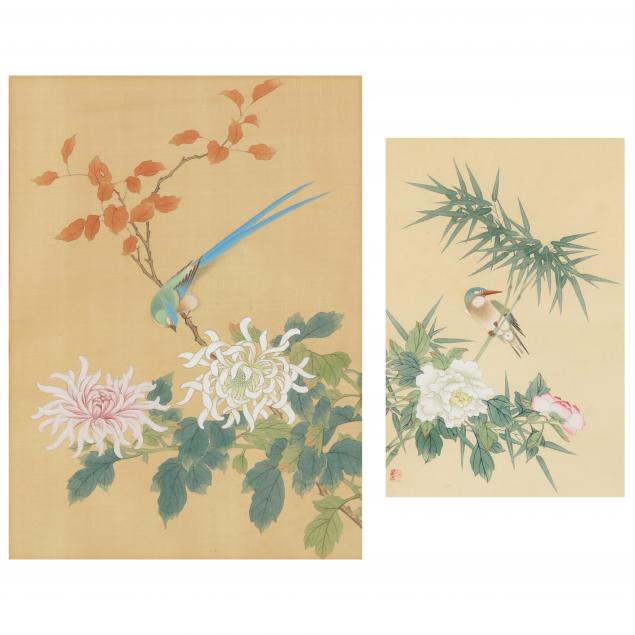 two-chinese-bird-and-flower-paintings