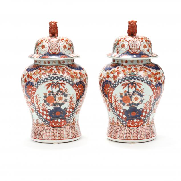 pair-of-decorative-imari-lidded-ginger-jars