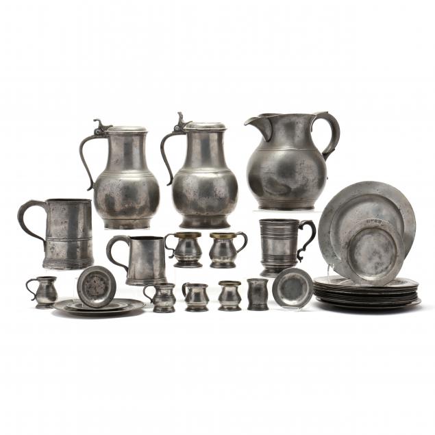 a-grouping-of-antique-continental-pewter