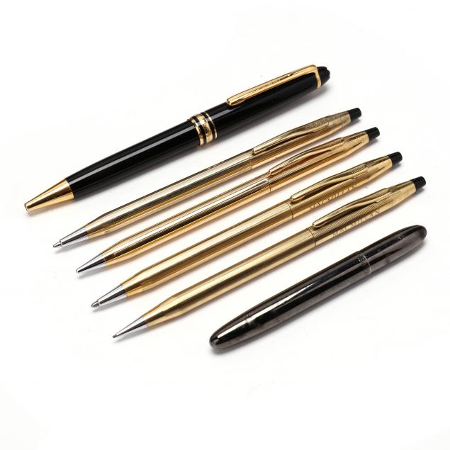 a-grouping-six-writing-instruments-including-montblanc-and-cross
