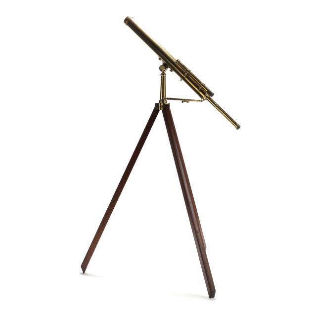 thomas-millard-antique-brass-telescope-on-stand