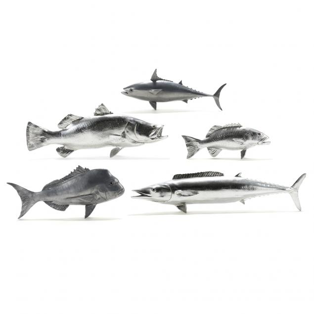 phillips-collection-five-large-silvered-wall-mount-fish