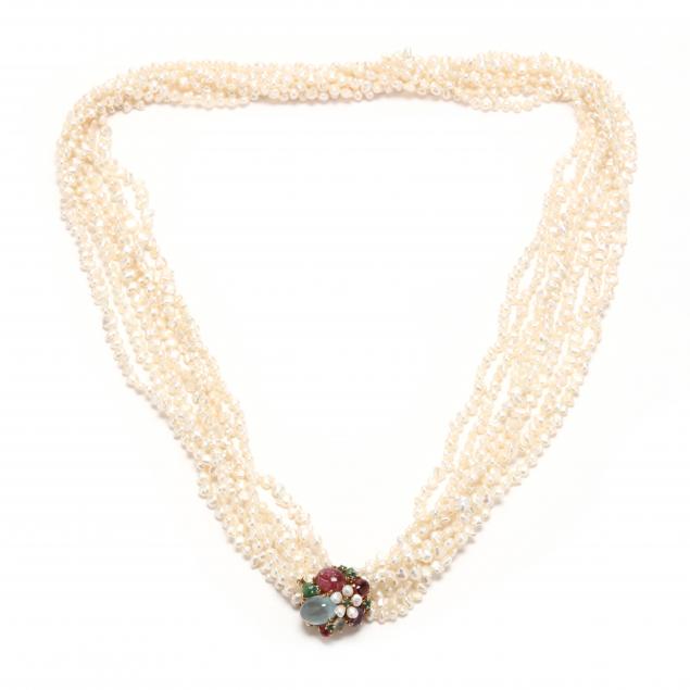 Vintage freshwater pearl multi strand necklace