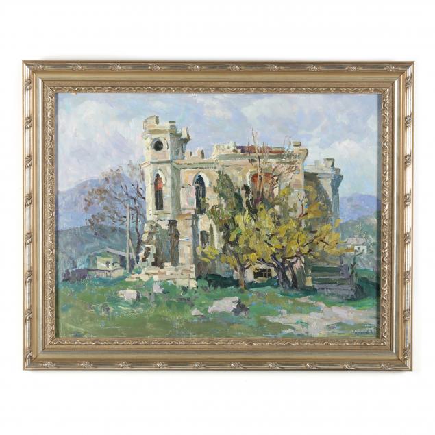russian-school-20th-century-an-impressionist-style-painting-of-castle-ruins