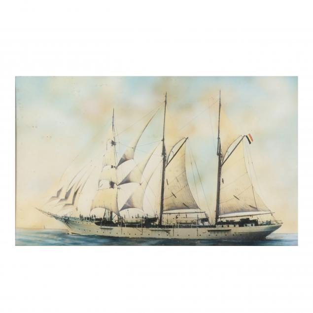 antique-hand-tinted-photograph-of-a-belgian-clipper-ship