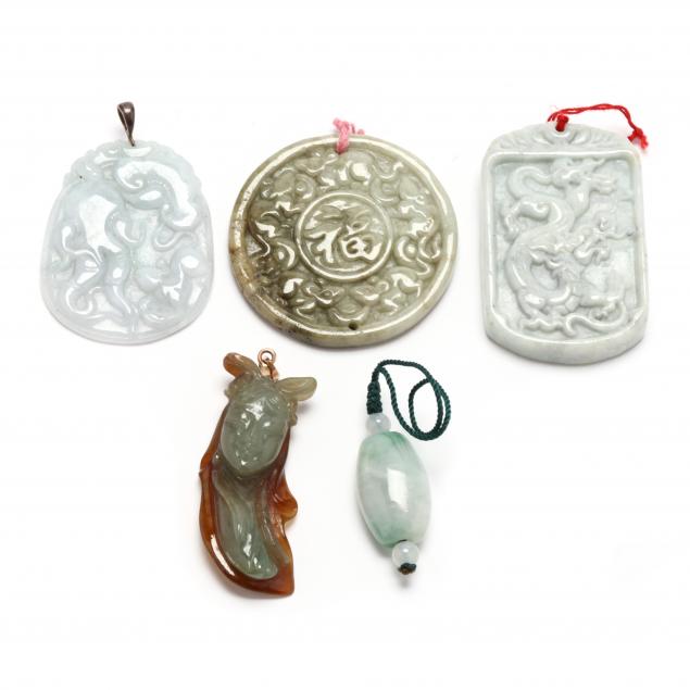 five-carved-jade-pendants